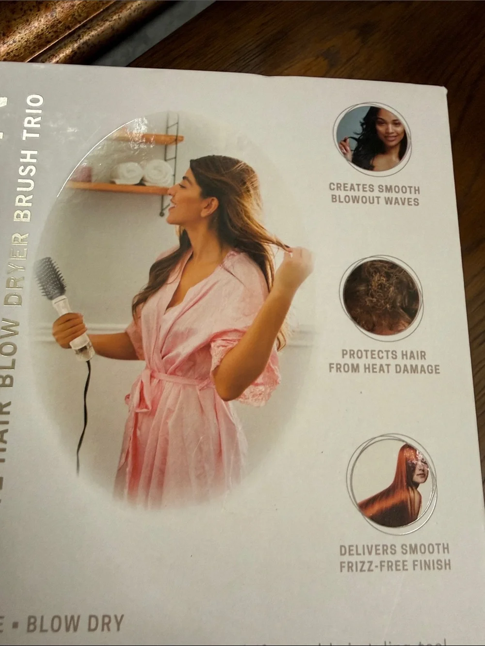 Luxe Willow 3-in-1 Hair Blow Dryer Brush Trio. Gold/Black-Round brush blow dryer